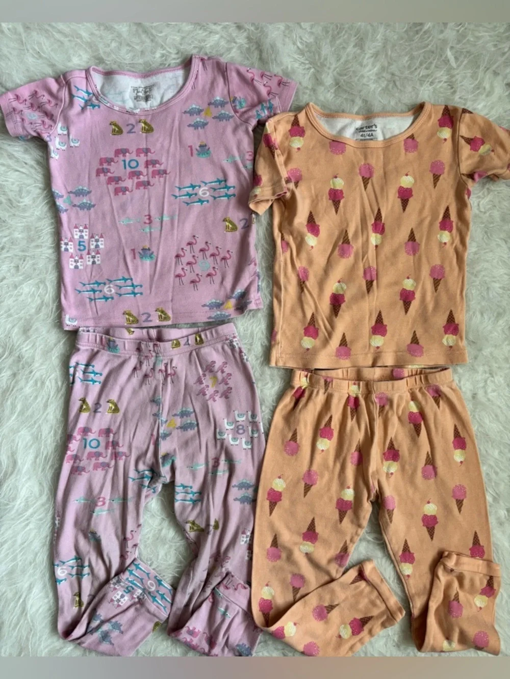 Carter’s Set of 2 Peach Ice Cream & Pink Animal Print Pajama Sets